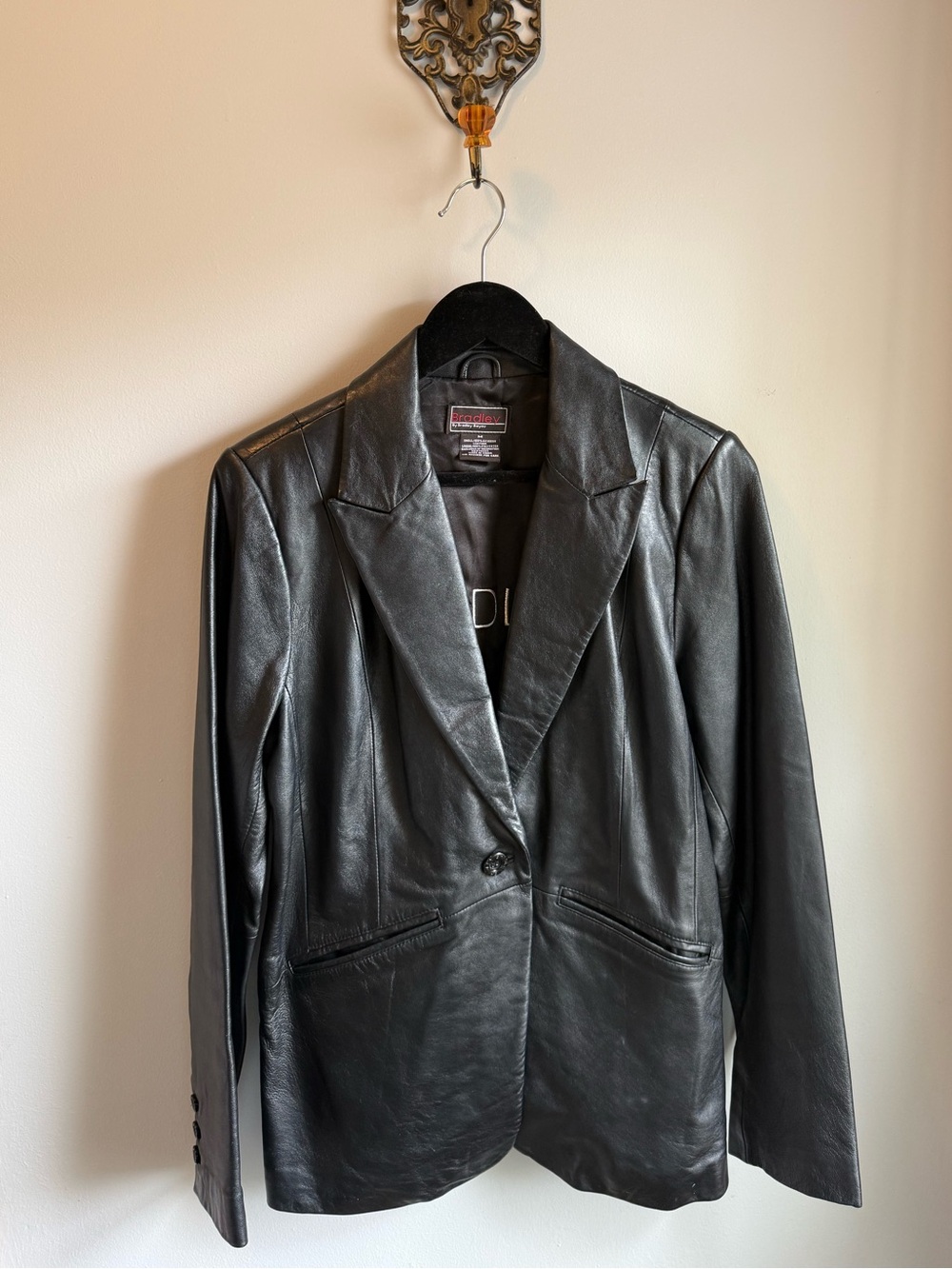 Bradley by Bradley Bayou Women’s Genuine Leather Black Blazer-Jacket Size M